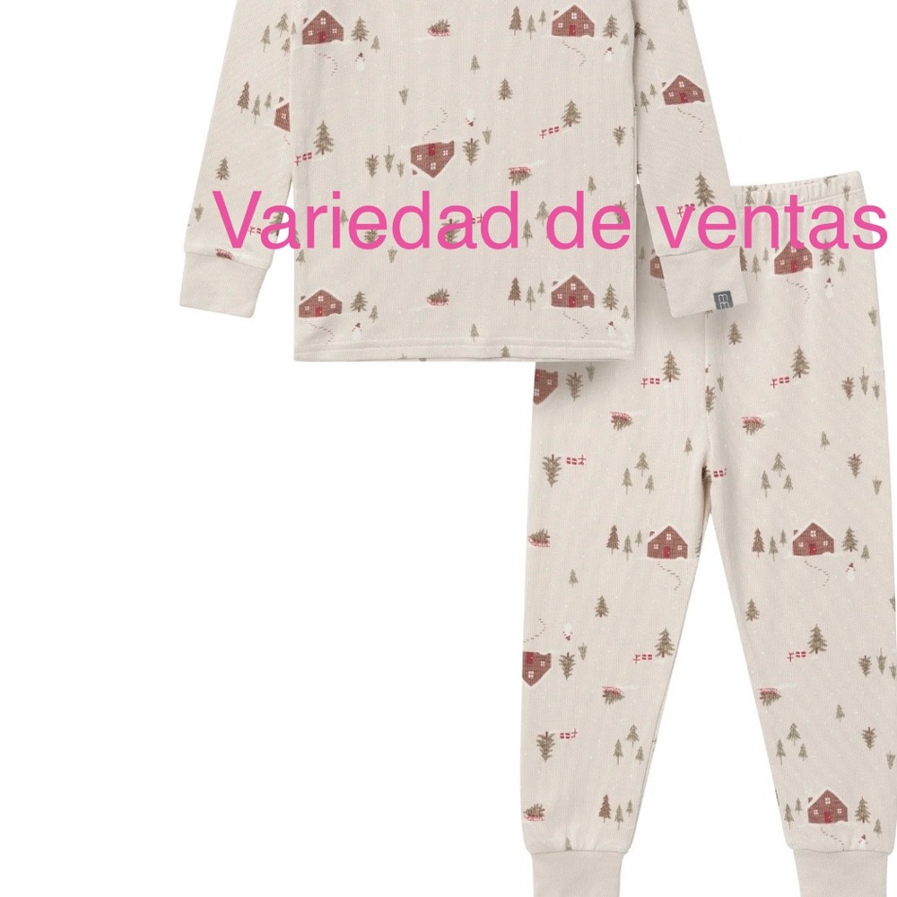 Cozy Cream Kids Pajamas with Red and Brown Print